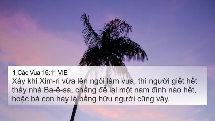 1 Các Vua 16:11 VIE Bible Verse Image
