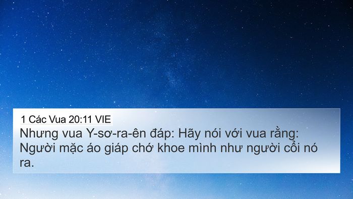 1 Các Vua 20:11 VIE Bible Verse Image