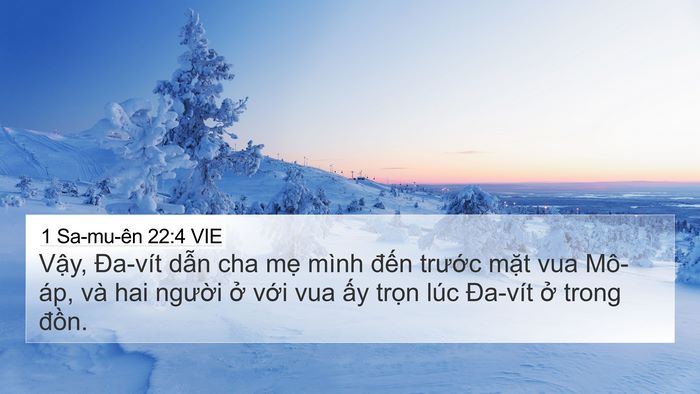 1 Sa-mu-ên 22:4 VIE 4K Wallpaper - Vậy, Đa-vít dẫn cha mẹ mình đến - 4K Wallpaper Bible Verse