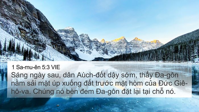1 Sa-mu-ên 5:3 VIE 4K Wallpaper - Sáng ngày sau, dân Aùch-đốt dậy sớm, - 4K Wallpaper Bible Verse