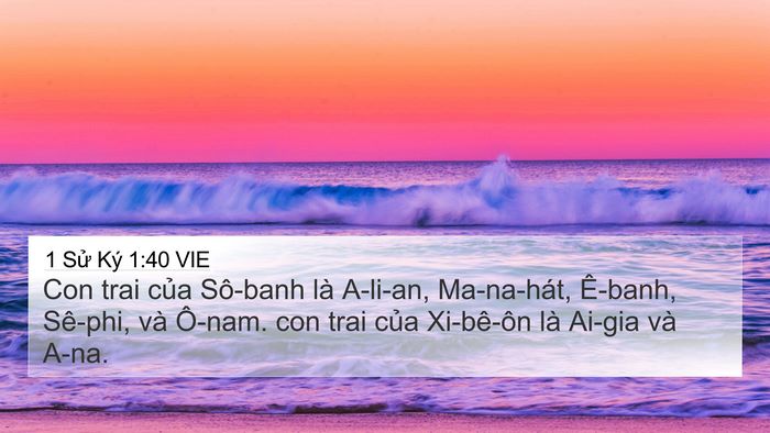 1 Sử Ký 1:40 VIE 4K Wallpaper - Con trai của Sô-banh là A-li-an, Ma-na-hát, - 4K Wallpaper Bible Verse