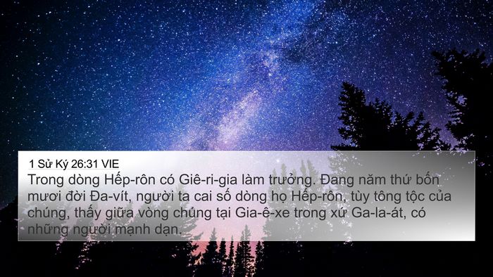 1 Sử Ký 26:31 VIE 4K Wallpaper - Trong dòng Hếp-rôn có Giê-ri-gia làm - 4K Wallpaper Bible Verse