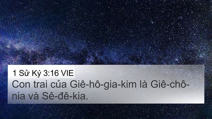 1 Sử Ký 3:16 VIE 4K Wallpaper - Con trai của Giê-hô-gia-kim là Giê-chô-nia - 4K Wallpaper Bible Verse