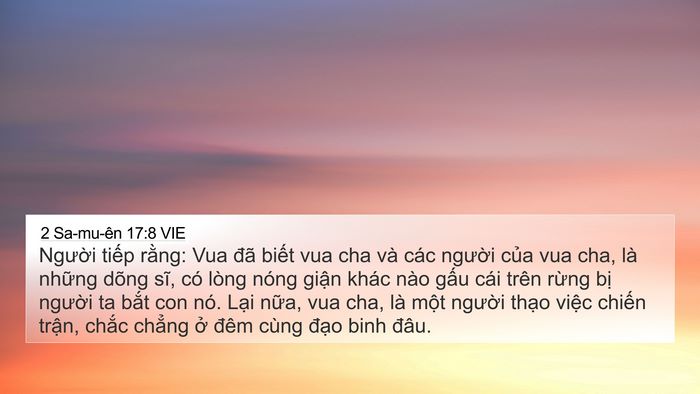 2 Sa-mu-ên 17:8 VIE 4K Wallpaper - Người tiếp rằng: Vua đã biết vua cha - 4K Wallpaper Bible Verse