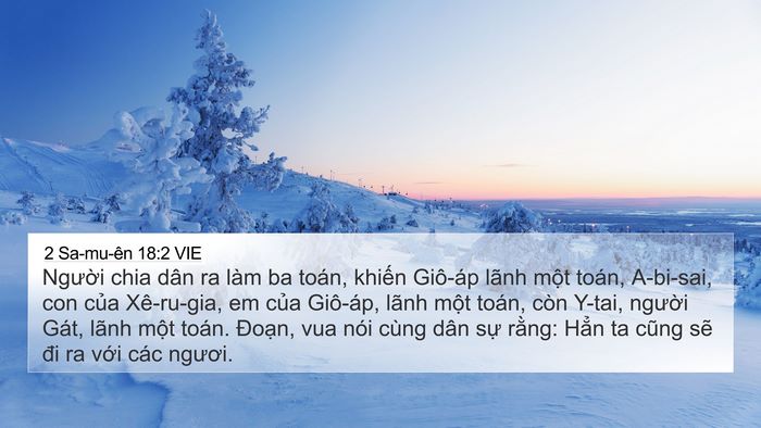 2 Sa-mu-ên 18:2 VIE 4K Wallpaper - Người chia dân ra làm ba toán, khiến - 4K Wallpaper Bible Verse