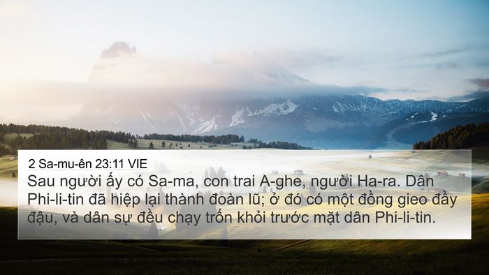 2 Sa-mu-ên 23:11 VIE 4K Wallpaper - Sau người ấy có Sa-ma, con trai A-ghe, - 4K Wallpaper Bible Verse