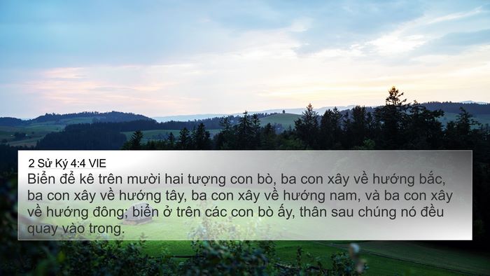 2 Sử Ký 4:4 VIE 4K Wallpaper - Biển để kê trên mười hai tượng con - 4K Wallpaper Bible Verse