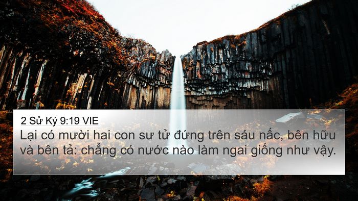 2 Sử Ký 9:19 VIE 4K Wallpaper - Lại có mười hai con sư tử đứng trên - 4K Wallpaper Bible Verse
