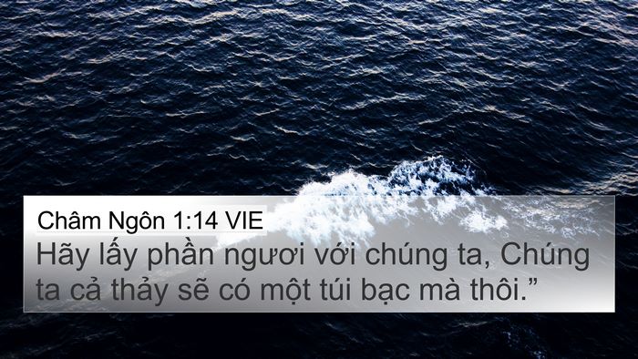 Châm Ngôn 1:14 VIE 4K Wallpaper - Hãy lấy phần ngươi với chúng ta, Chúng - 4K Wallpaper Bible Verse