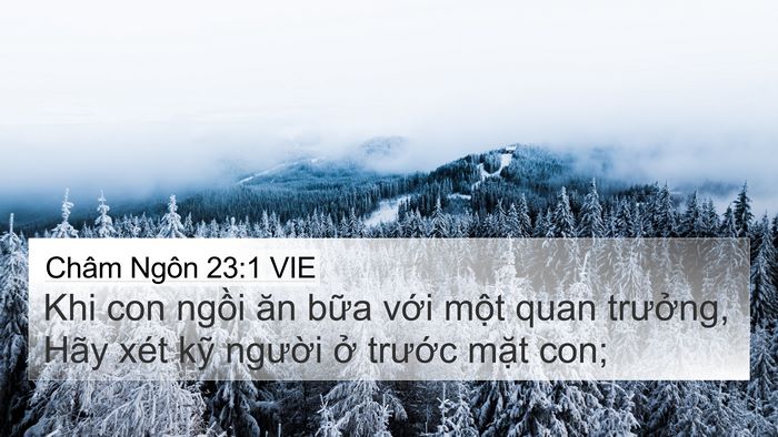 Châm Ngôn 23:1 VIE 4K Wallpaper - Khi con ngồi ăn bữa với một quan - 4K Wallpaper Bible Verse
