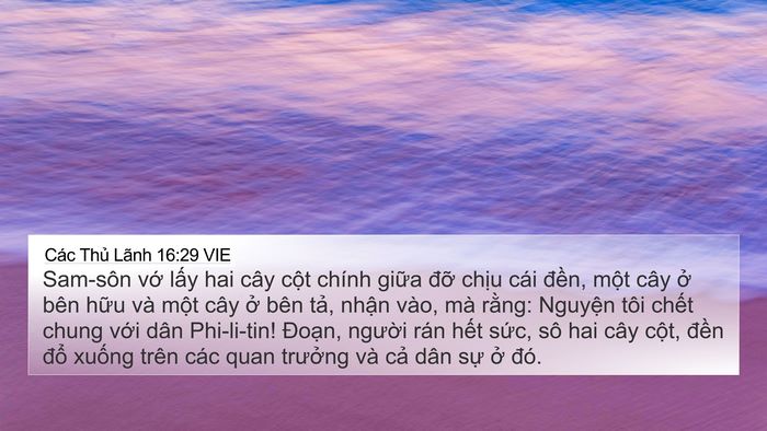 Các Thủ Lãnh 16:29 VIE Bible Verse Image