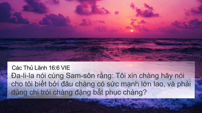 Các Thủ Lãnh 16:6 VIE Bible Verse Image