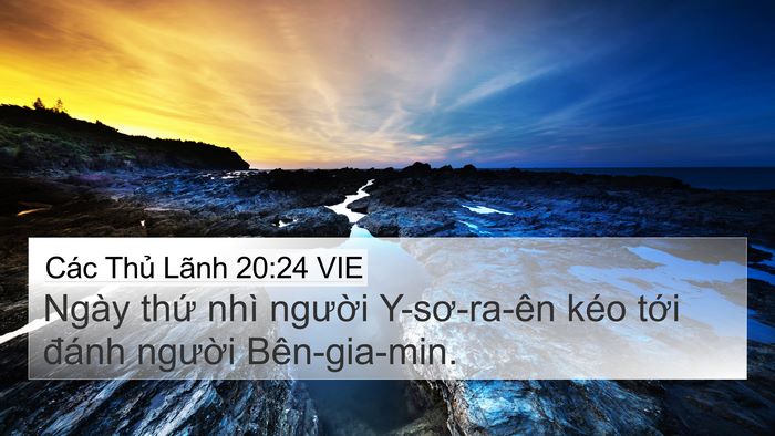 Các Thủ Lãnh 20:24 VIE 4K Wallpaper - Ngày thứ nhì người Y-sơ-ra-ên kéo tới - 4K Wallpaper Bible Verse