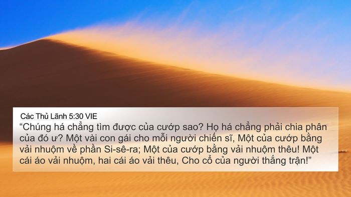 Các Thủ Lãnh 5:30 VIE Bible Verse Image