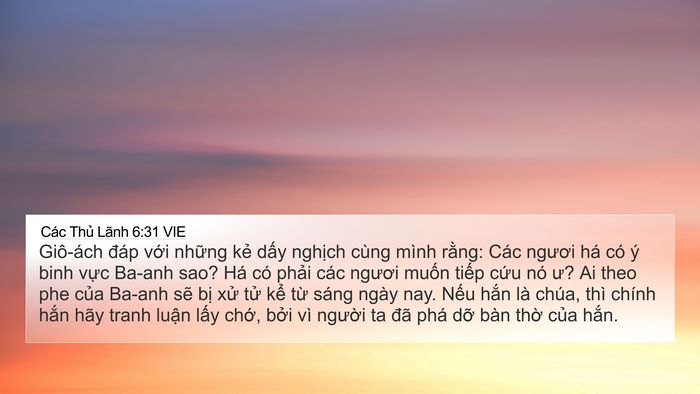 Các Thủ Lãnh 6:31 VIE Bible Verse Image