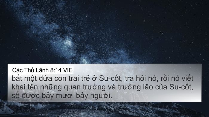 Các Thủ Lãnh 8:14 VIE Bible Verse Image
