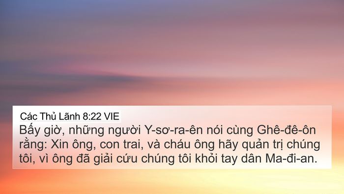 Các Thủ Lãnh 8:22 VIE Bible Verse Image
