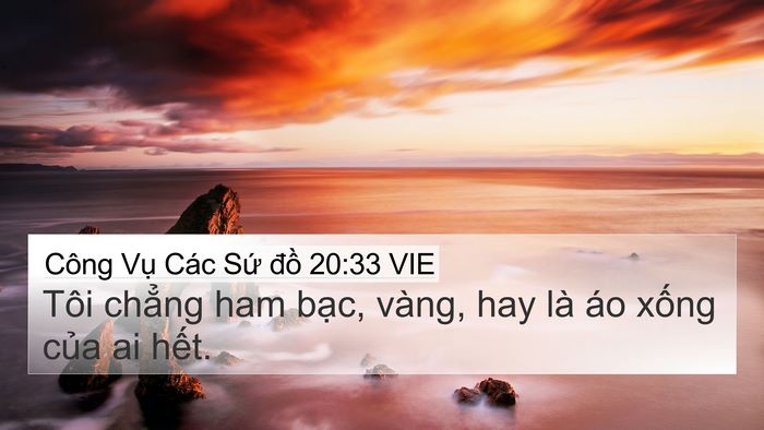 Công Vụ Các Sứ đồ 20:33 VIE Bible Verse Image