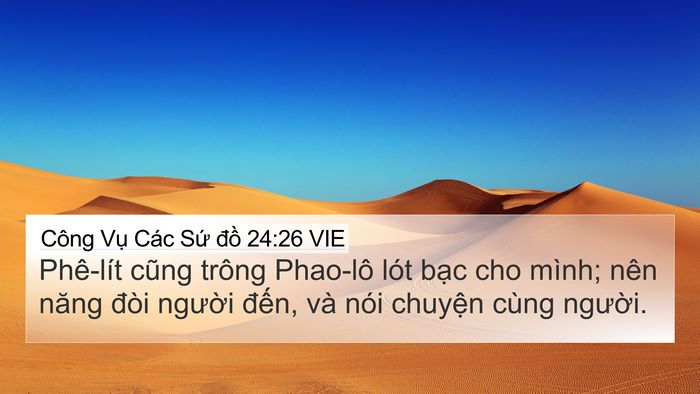 Công Vụ Các Sứ đồ 24:26 VIE Bible Verse Image