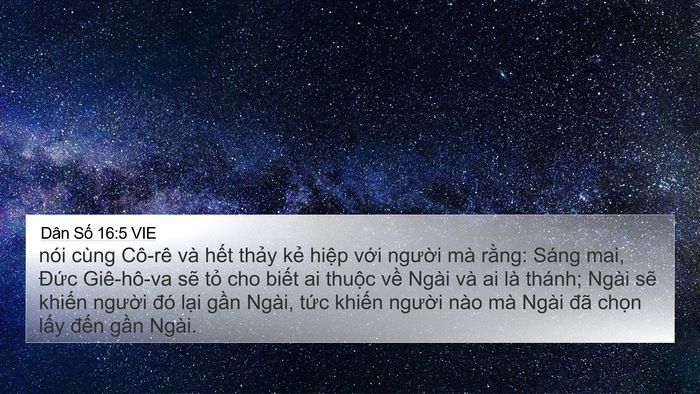 Dân Số 16:5 VIE 4K Wallpaper - nói cùng Cô-rê và hết thảy kẻ hiệp - 4K Wallpaper Bible Verse