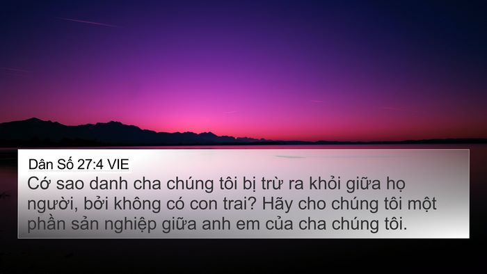 Dân Số 27:4 VIE 4K Wallpaper - Cớ sao danh cha chúng tôi bị trừ ra - 4K Wallpaper Bible Verse