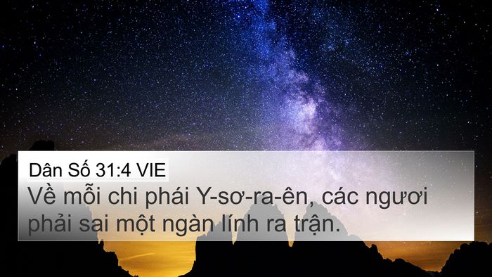 Dân Số 31:4 VIE 4K Wallpaper - Về mỗi chi phái Y-sơ-ra-ên, các ngươi - 4K Wallpaper Bible Verse