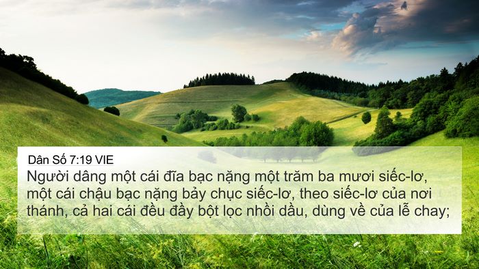 Dân Số 7:19 VIE 4K Wallpaper - Người dâng một cái đĩa bạc nặng - 4K Wallpaper Bible Verse