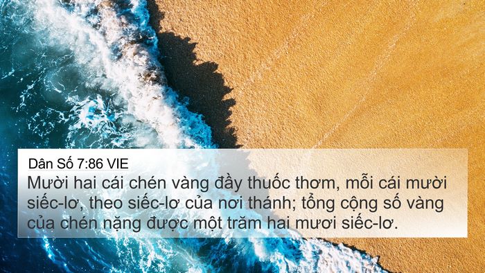 Dân Số 7:86 VIE 4K Wallpaper - Mười hai cái chén vàng đầy thuốc - 4K Wallpaper Bible Verse