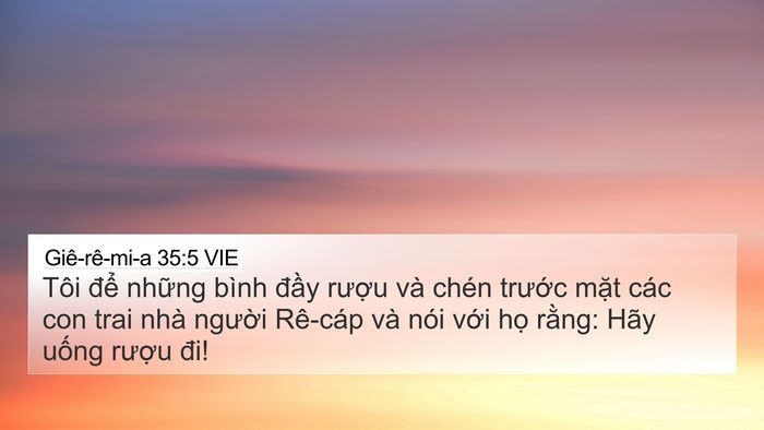 Giê-rê-mi-a 35:5 VIE 4K Wallpaper - Tôi để những bình đầy rượu và chén - 4K Wallpaper Bible Verse
