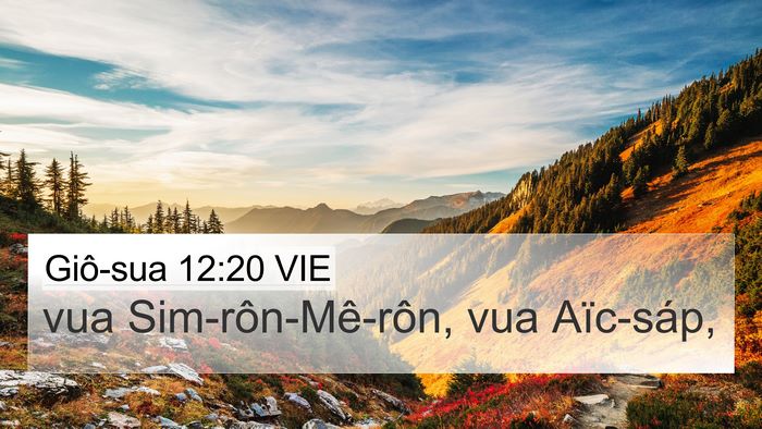 Giô-sua 12:20 VIE 4K Wallpaper - vua Sim-rôn-Mê-rôn, vua - 4K Wallpaper Bible Verse