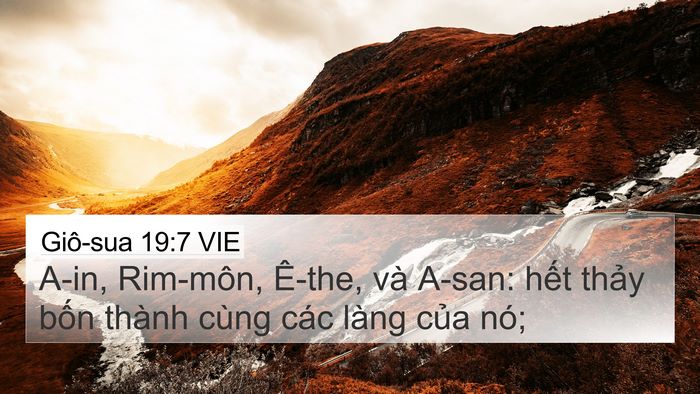 Giô-sua 19:7 VIE 4K Wallpaper - A-in, Rim-môn, Ê-the, và A-san: hết thảy - 4K Wallpaper Bible Verse