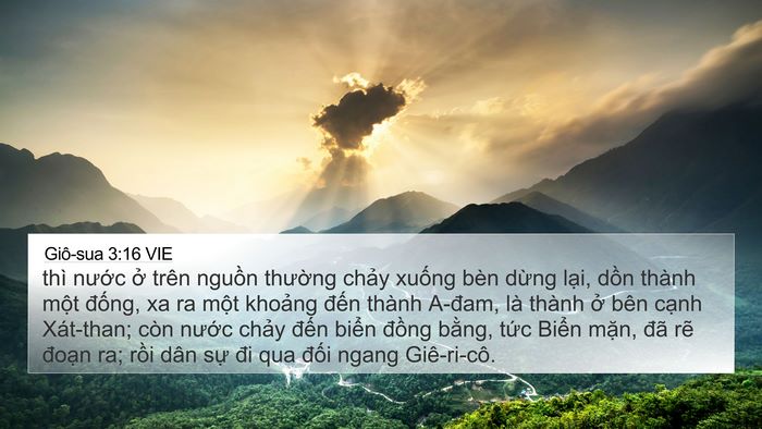 Giô-sua 3:16 VIE 4K Wallpaper - thì nước ở trên nguồn thường chảy - 4K Wallpaper Bible Verse