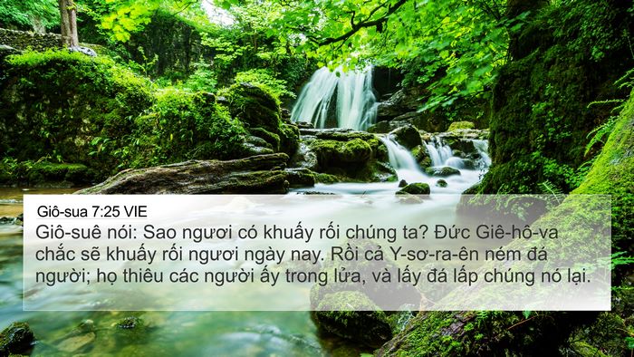 Giô-sua 7:25 VIE 4K Wallpaper - Giô-suê nói: Sao ngươi có khuấy rối - 4K Wallpaper Bible Verse