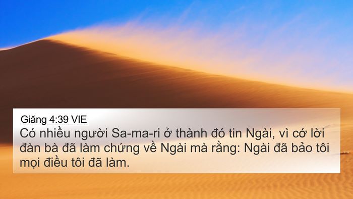 Giăng 4:39 VIE Bible Verse Image