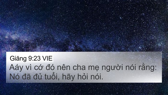 Giăng 9:23 VIE 4K Wallpaper - Aáy vì cớ đó nên cha mẹ người nói - 4K Wallpaper Bible Verse