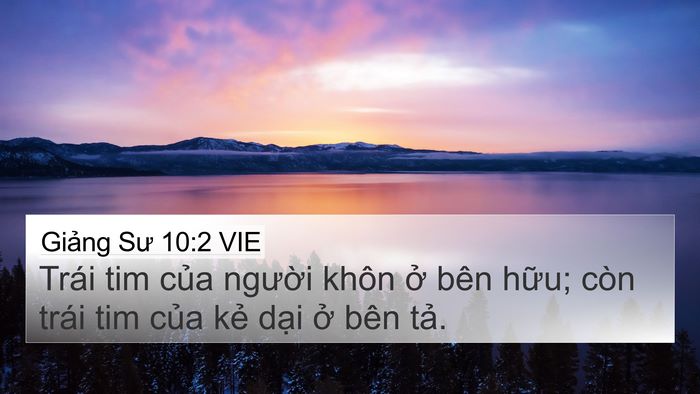 Giảng Sư 10:2 VIE 4K Wallpaper - Trái tim của người khôn ở bên hữu; - 4K Wallpaper Bible Verse