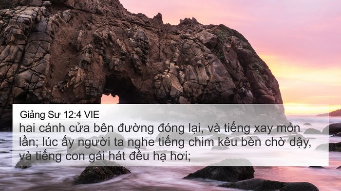Giảng Sư 12:4 VIE 4K Wallpaper - hai cánh cửa bên đường đóng lại, và - 4K Wallpaper Bible Verse