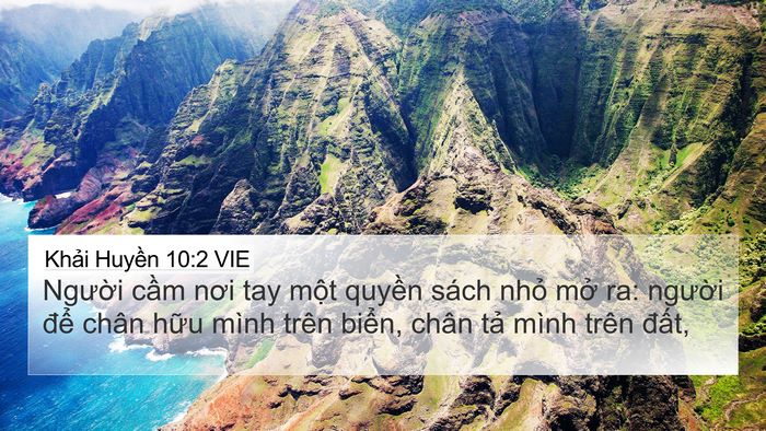 Khải Huyền 10:2 VIE Bible Verse Image