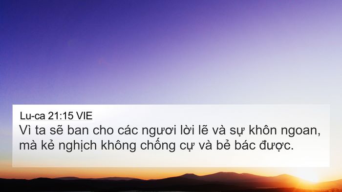 Lu-ca 21:15 VIE Bible Verse Image