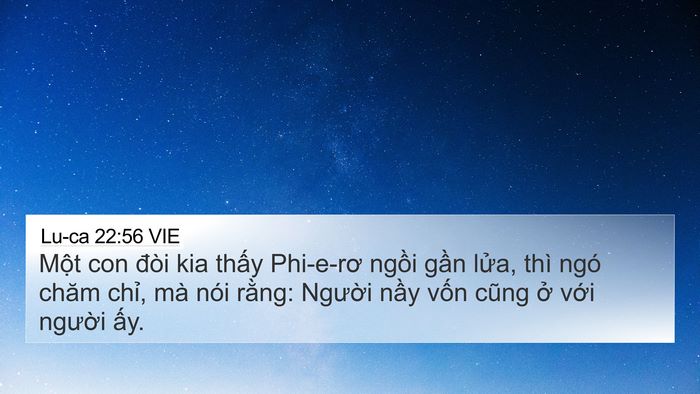 Lu-ca 22:56 VIE 4K Wallpaper - Một con đòi kia thấy Phi-e-rơ ngồi gần - 4K Wallpaper Bible Verse