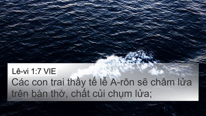 Lê-vi 1:7 VIE 4K Wallpaper - Các con trai thầy tế lễ A-rôn sẽ châm - 4K Wallpaper Bible Verse