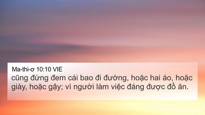 Ma-thi-ơ 10:10 VIE Bible Verse Image