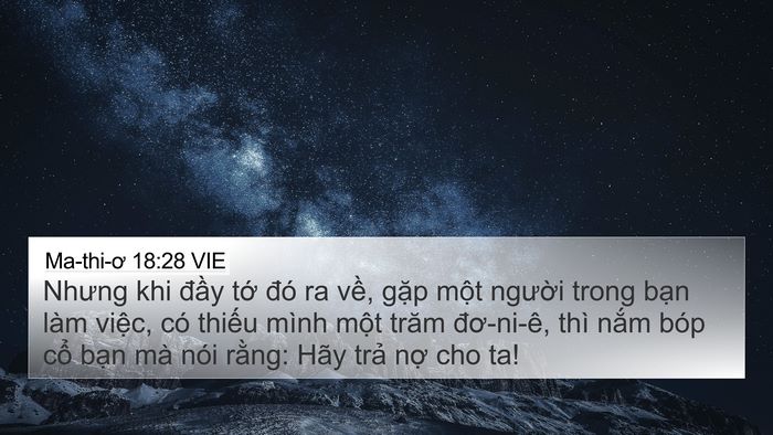 Ma-thi-ơ 18:28 VIE Bible Verse Image