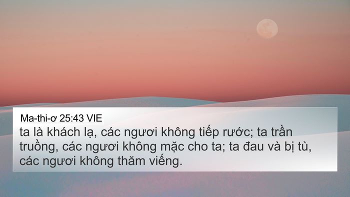 Ma-thi-ơ 25:43 VIE Bible Verse Image