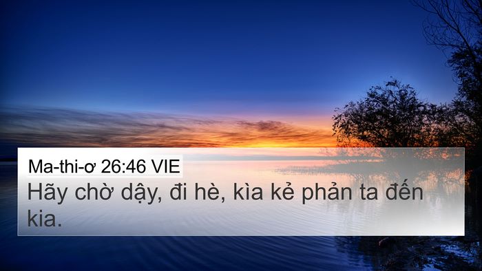 Ma-thi-ơ 26:46 VIE 4K Wallpaper - Hãy chờ dậy, đi hè, kìa kẻ phản ta - 4K Wallpaper Bible Verse
