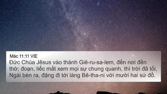 Mác 11:11 VIE Bible Verse Image
