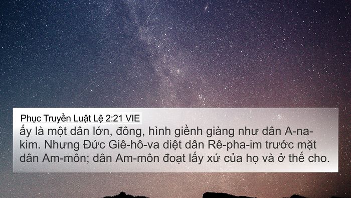 Phục Truyền Luật Lệ 2:21 VIE Bible Verse Image