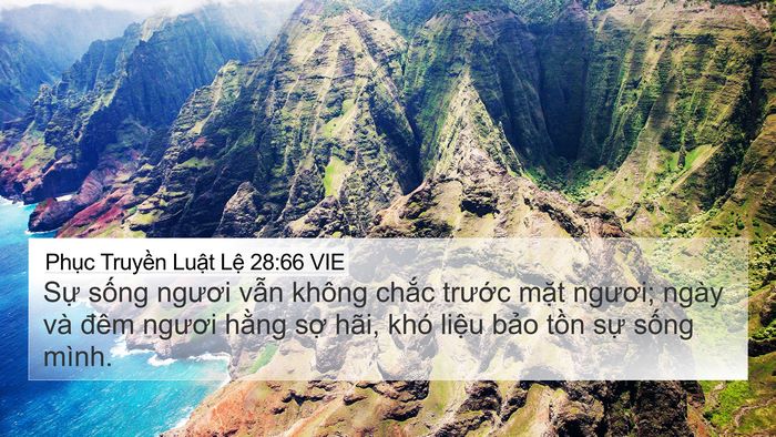 Phục Truyền Luật Lệ 28:66 VIE 4K Wallpaper - Sự sống ngươi vẫn không chắc trước - 4K Wallpaper Bible Verse