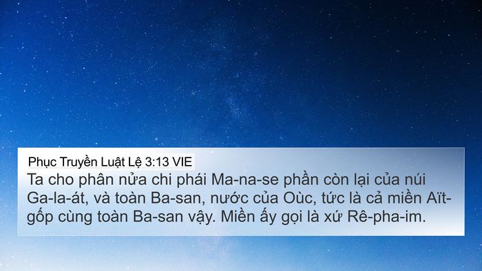 Phục Truyền Luật Lệ 3:13 VIE Bible Verse Image