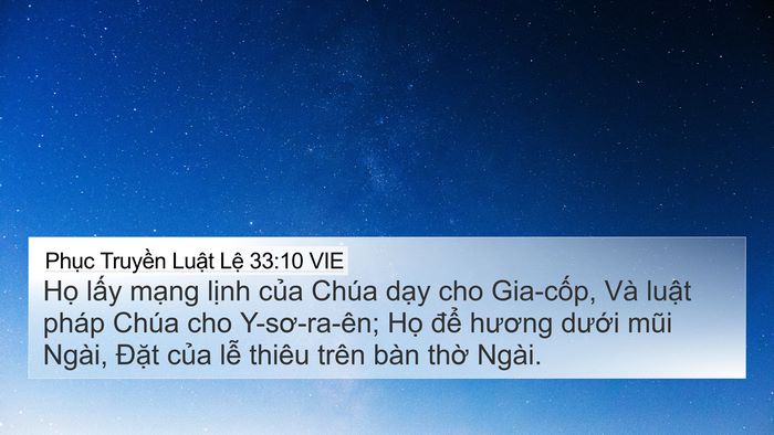 Phục Truyền Luật Lệ 33:10 VIE Bible Verse Image